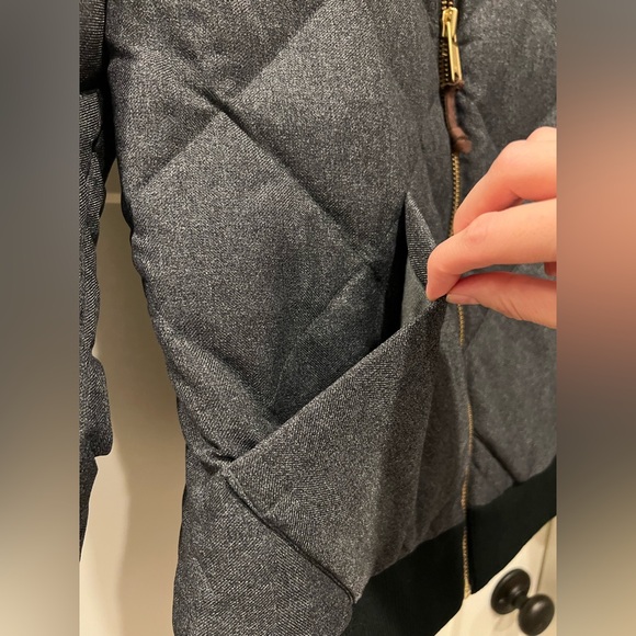 NWOT Eddie Bauer Charcoal Quilted Down Fabric Bomber Jacket - Picture 4 of 14